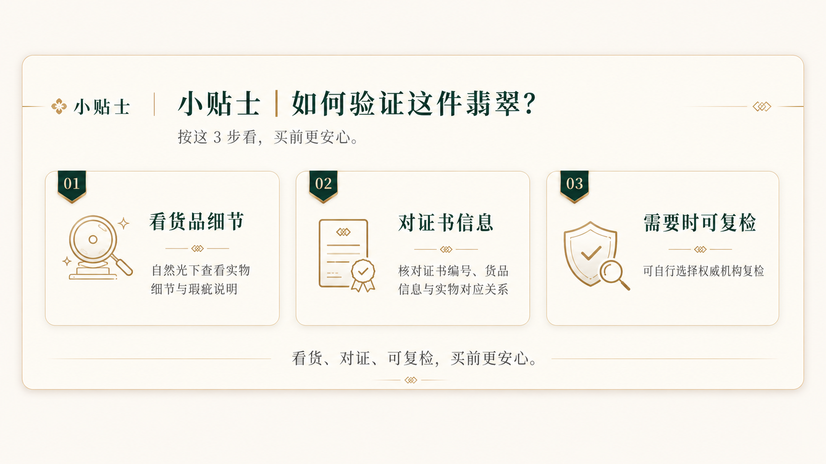 小贴士：如何验证这件翡翠，按这三步看，买前更安心